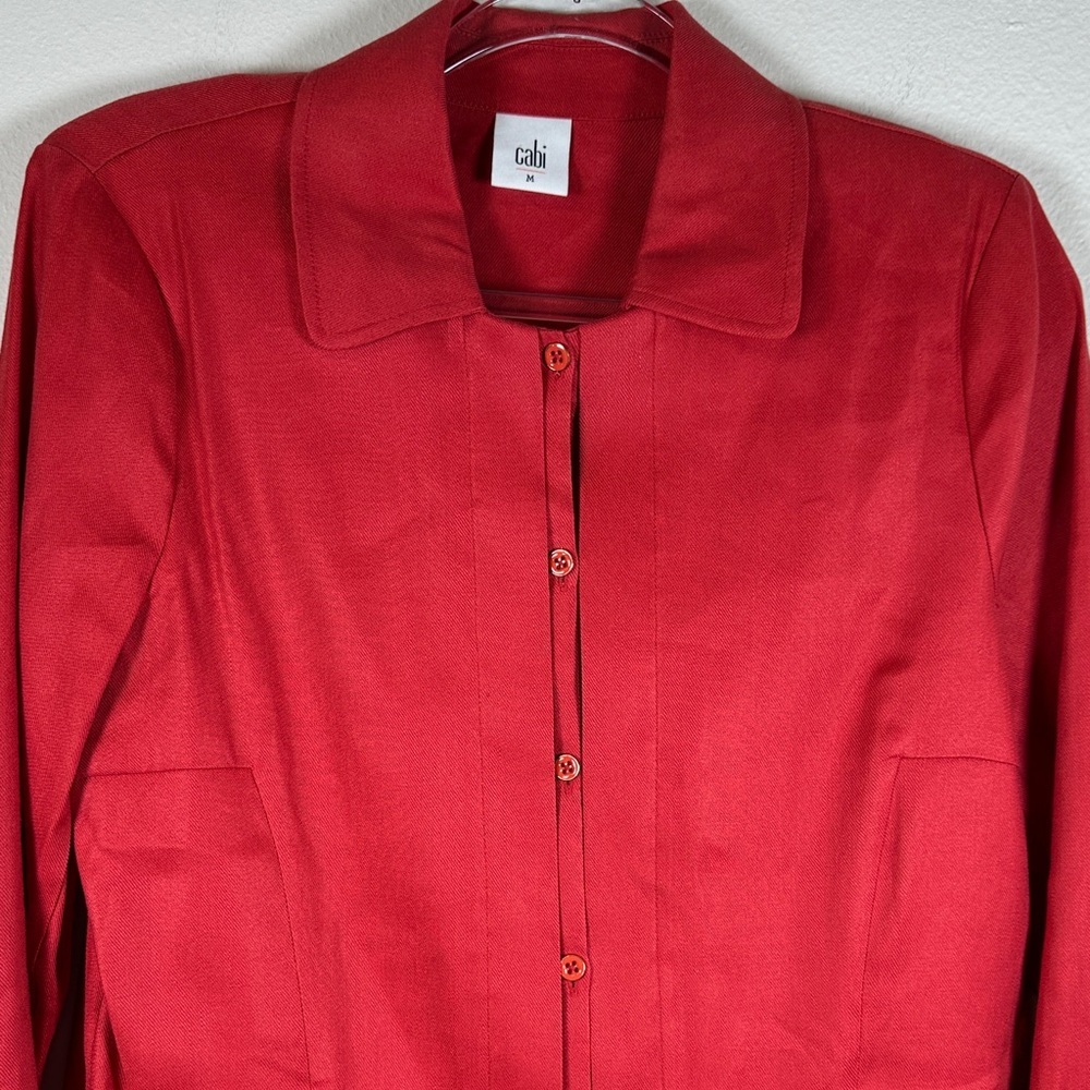 Cabi Red Valentine Linen Blend Button Front Jacket Blazer Womens Size M - Picture 4 of 10